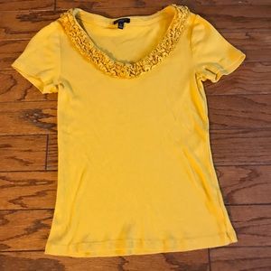 Talbots yellow ruffled shirt